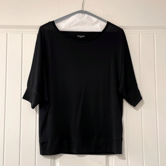 Eileen Fisher Silk Cotton Blend 3/4 Dolman Sleeve Top - Picture 10 of 10